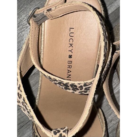 Y2K Lucky Brand Platform Wedge Sandals Leather / Suede Upper Cheetah 9.5m - Picture 3 of 8